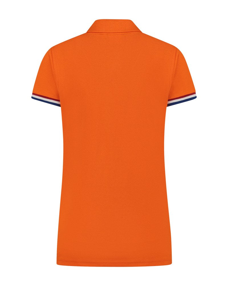 Oranje Dames Polo met Rood / Wit / Blauw Vlag