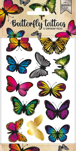 12x Plak Tattoos Metallic Vlinders