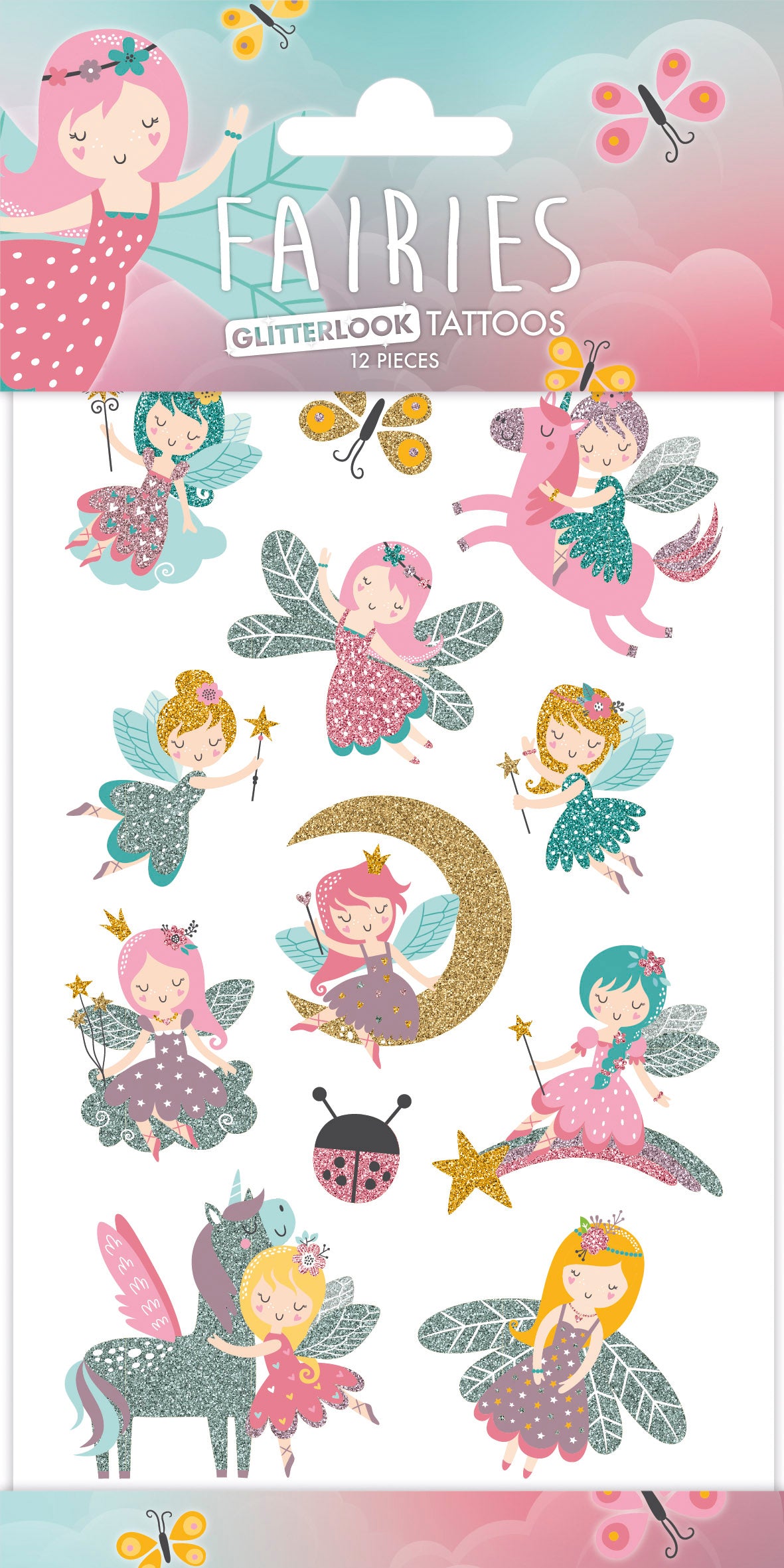12x Plak Tattoos Glitterlook Feeën