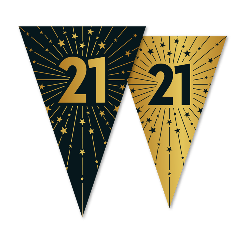 Vlaggenlijn goud / zwart 21 jaar - Golden Celebrations