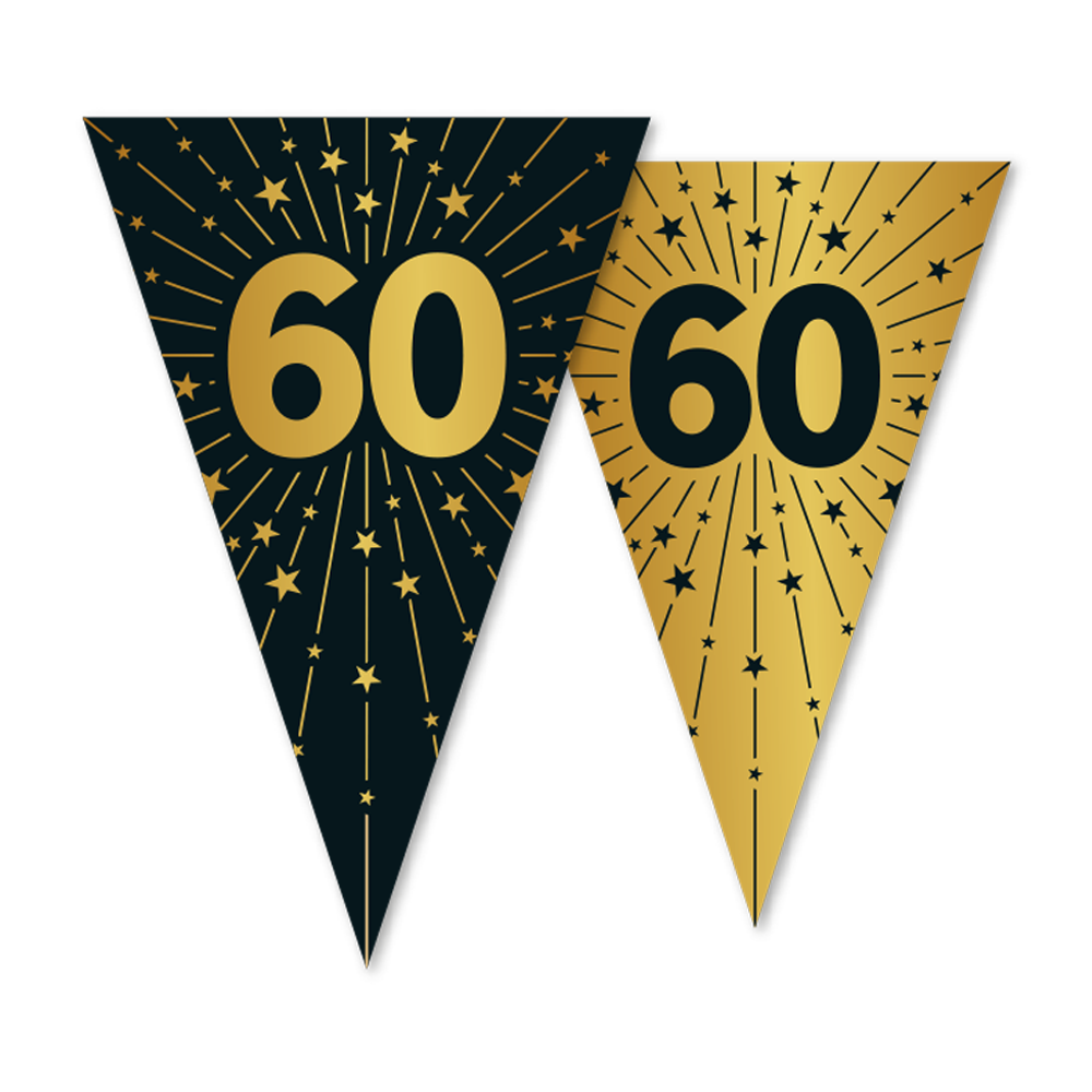 Vlaggenlijn goud / zwart 60 jaar - Golden Celebrations
