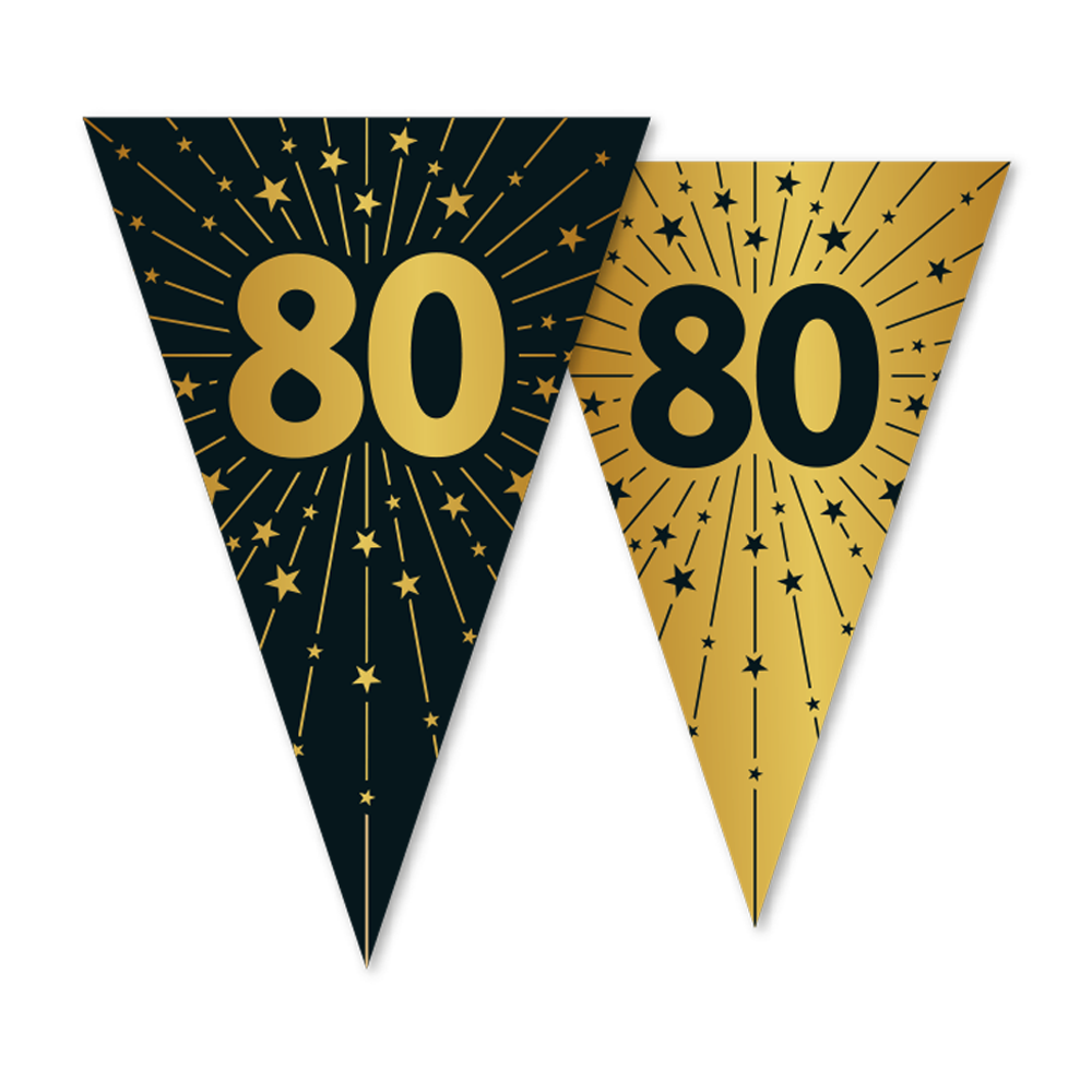 Vlaggenlijn goud / zwart 80 jaar - Golden Celebrations