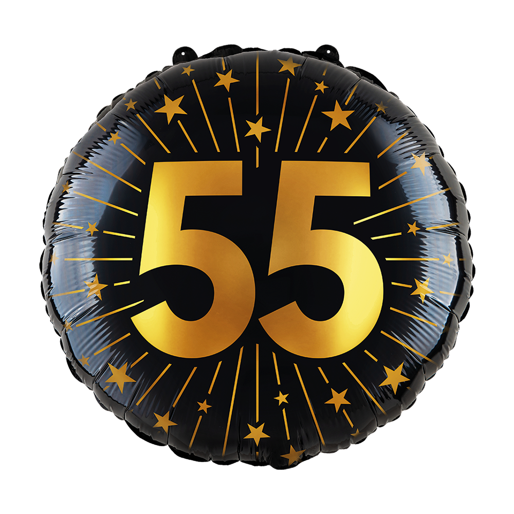 Folieballon 18" goud / zwart 55 jaar - Golden Celebrations