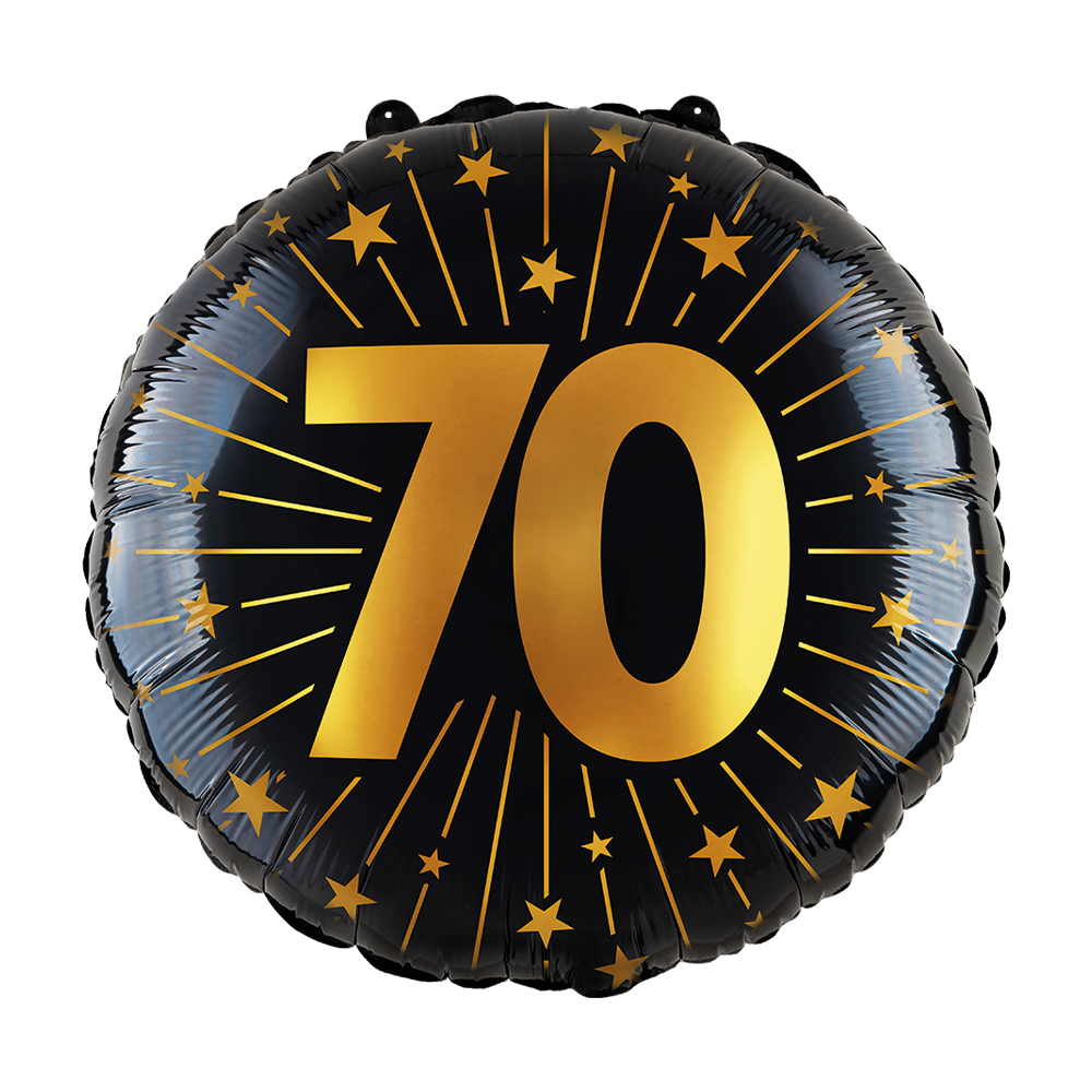 Folieballon 18" goud / zwart 70 jaar - Golden Celebrations