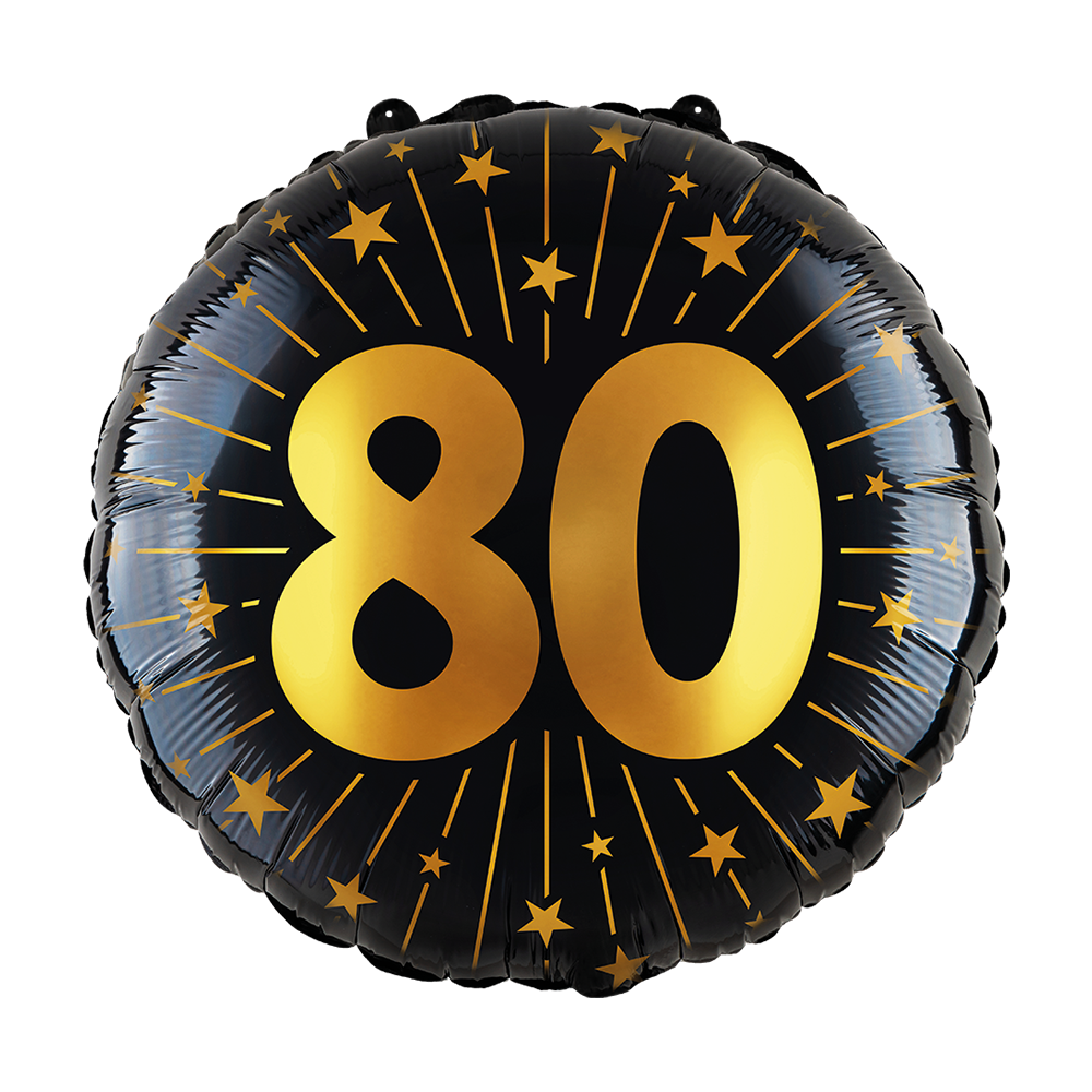 Folieballon 18" goud / zwart 80 jaar - Golden Celebrations