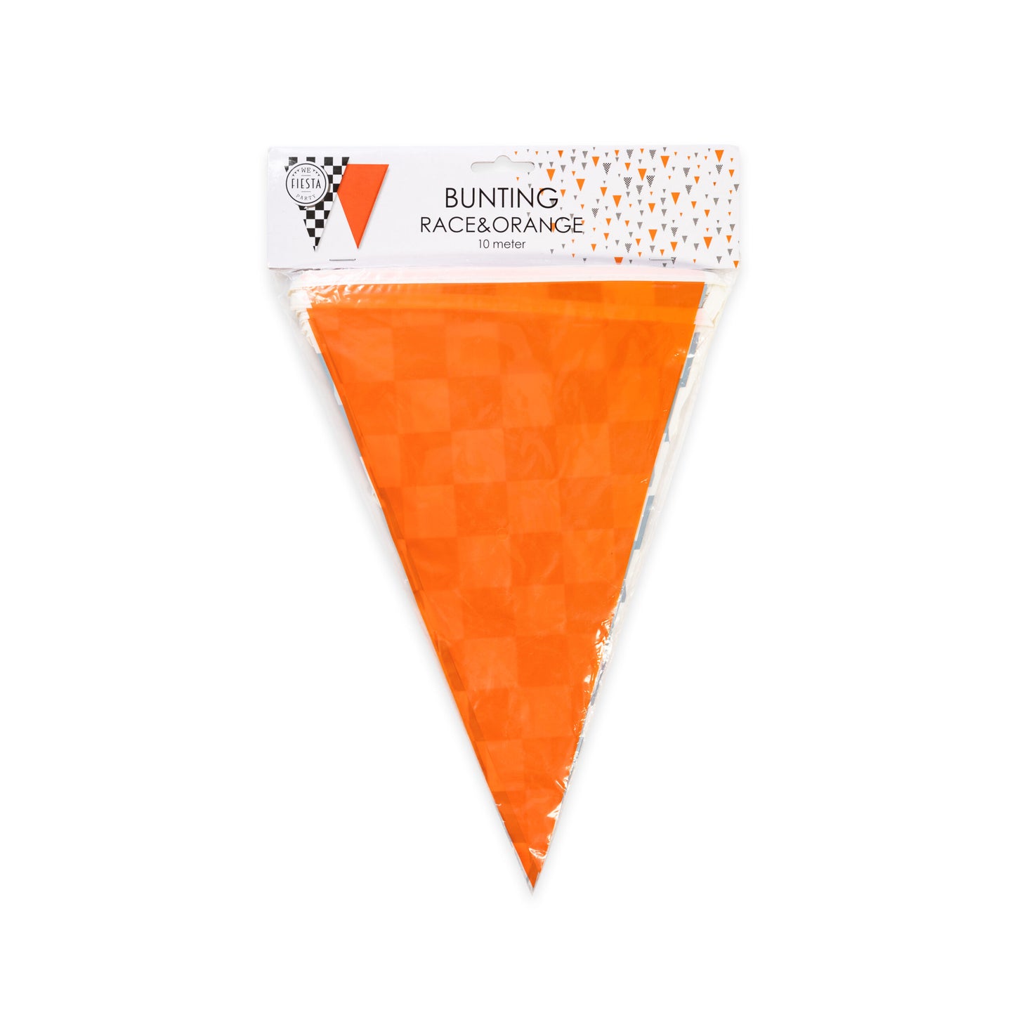 Vlaggenlijn Zwart/Wit Geruit Oranje 10m
