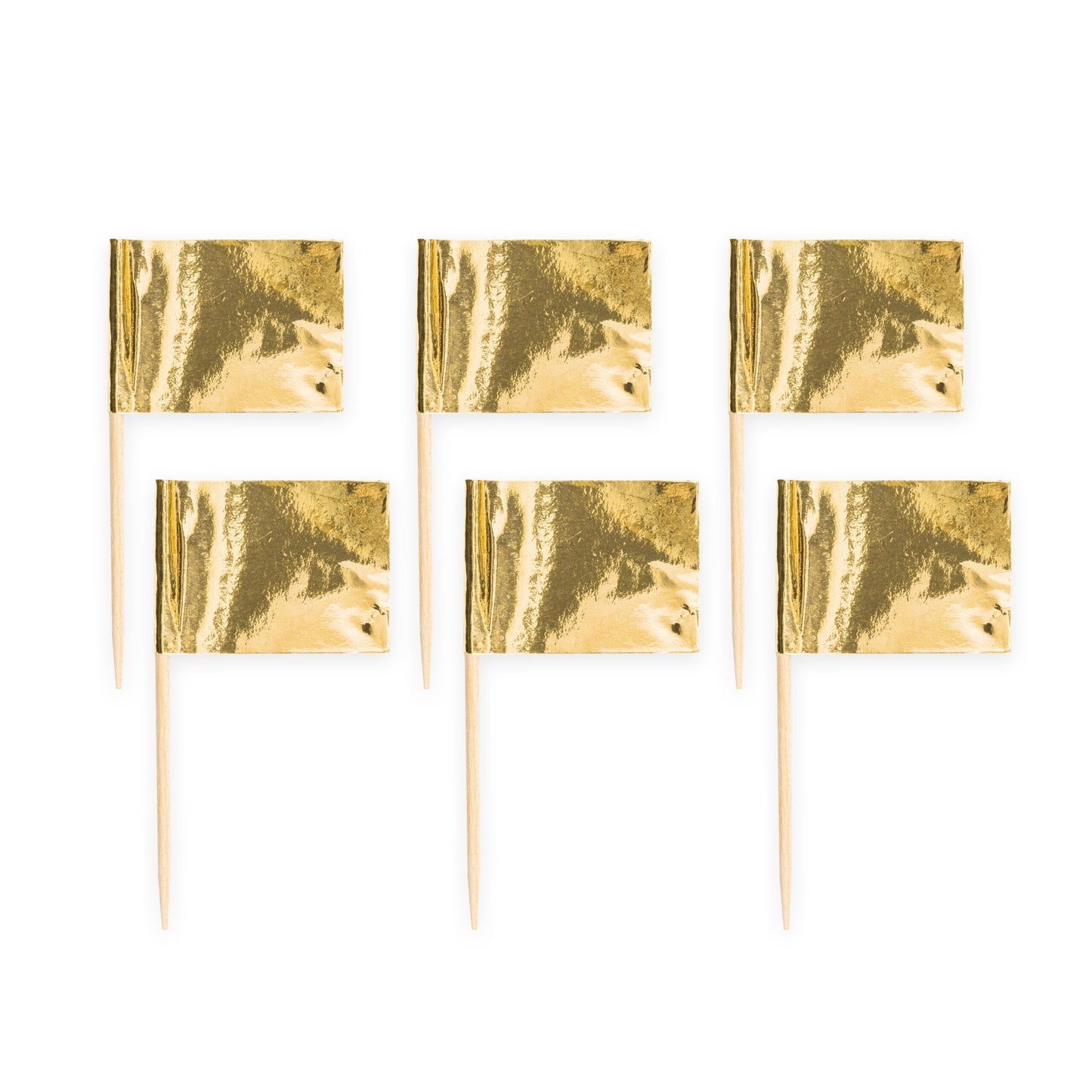 50x Vlaggenprikker Metallic Goud