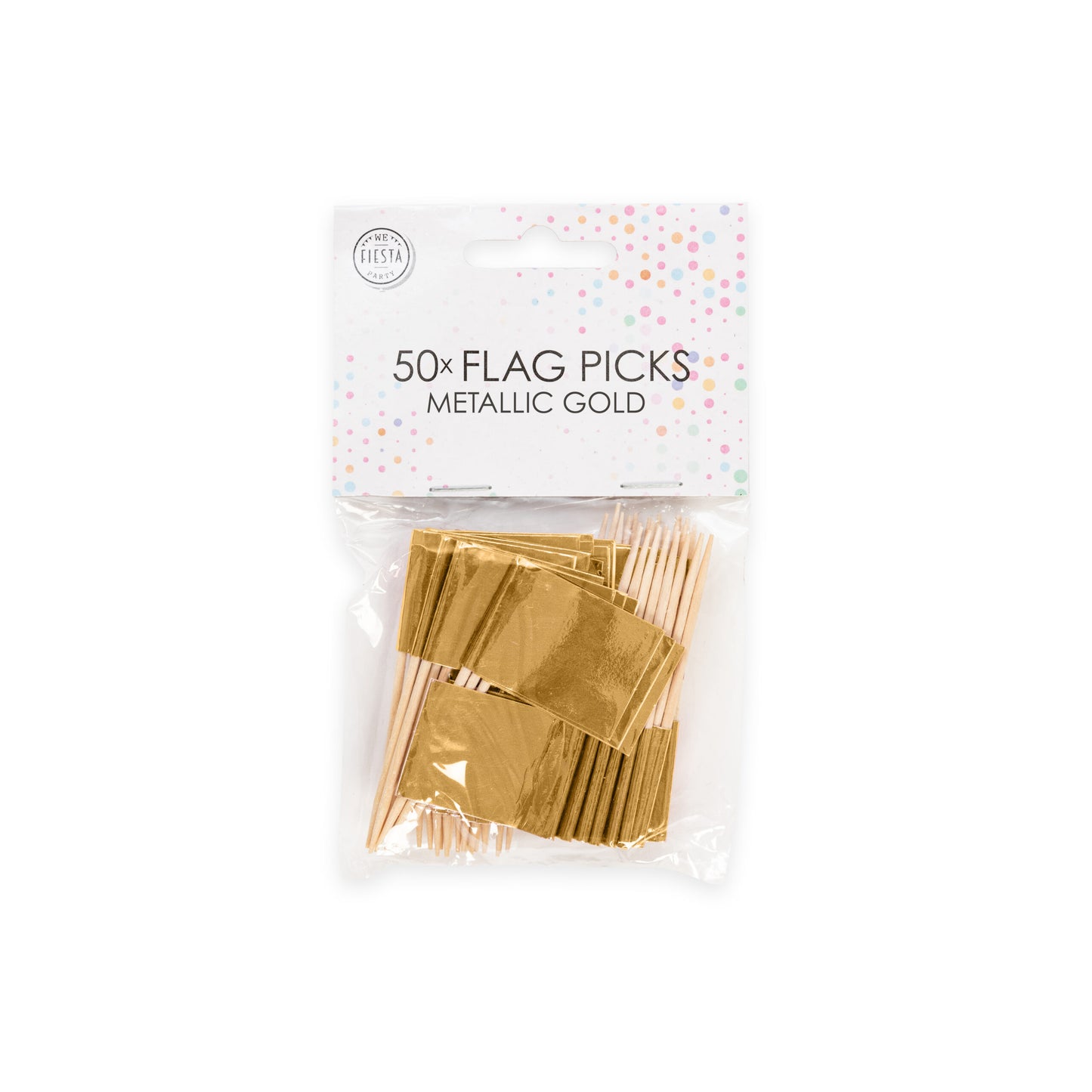50x Vlaggenprikker Metallic Goud