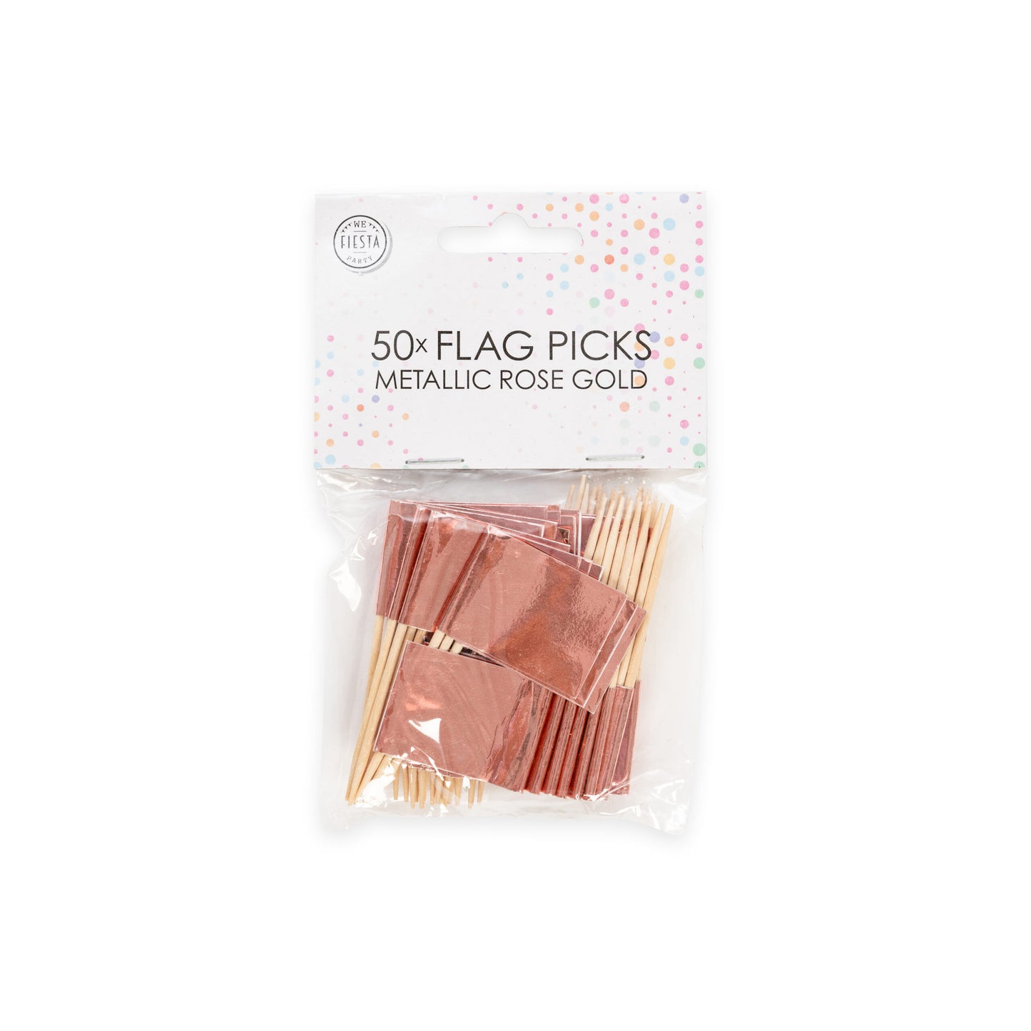 50x Vlaggenprikker Metallic Rosé Goud