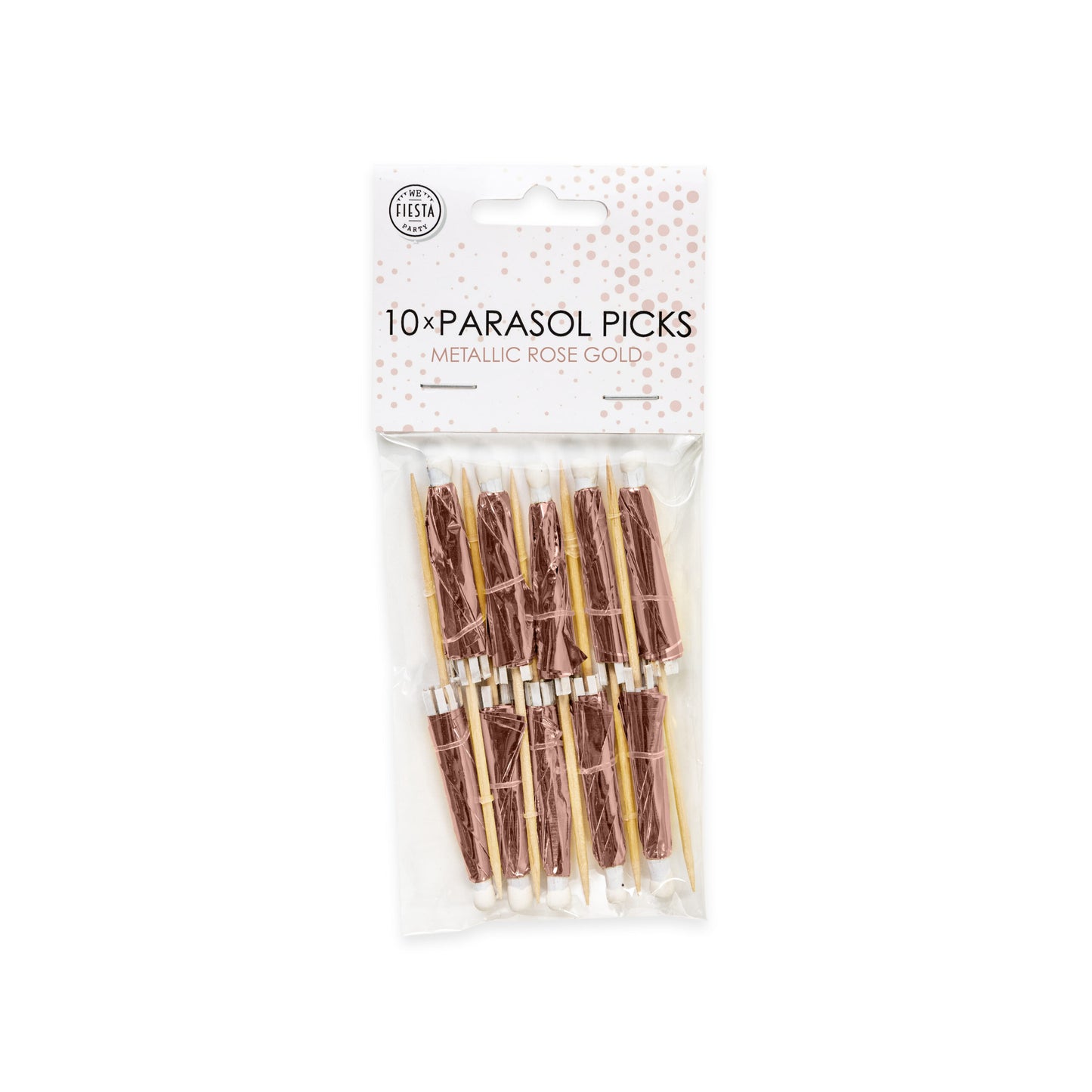 10x Parasol prikker Metallic Rosé Goud