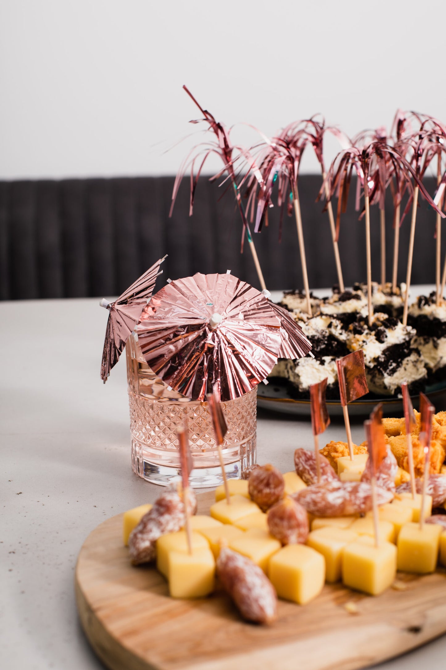 10x Parasol prikker Metallic Rosé Goud