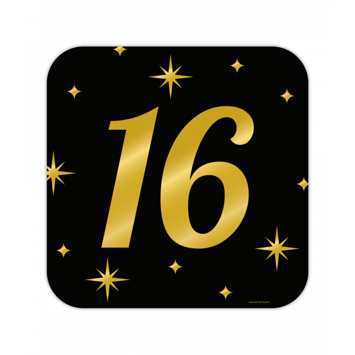 Huldeschild Zwart/Goud - 16 Jaar