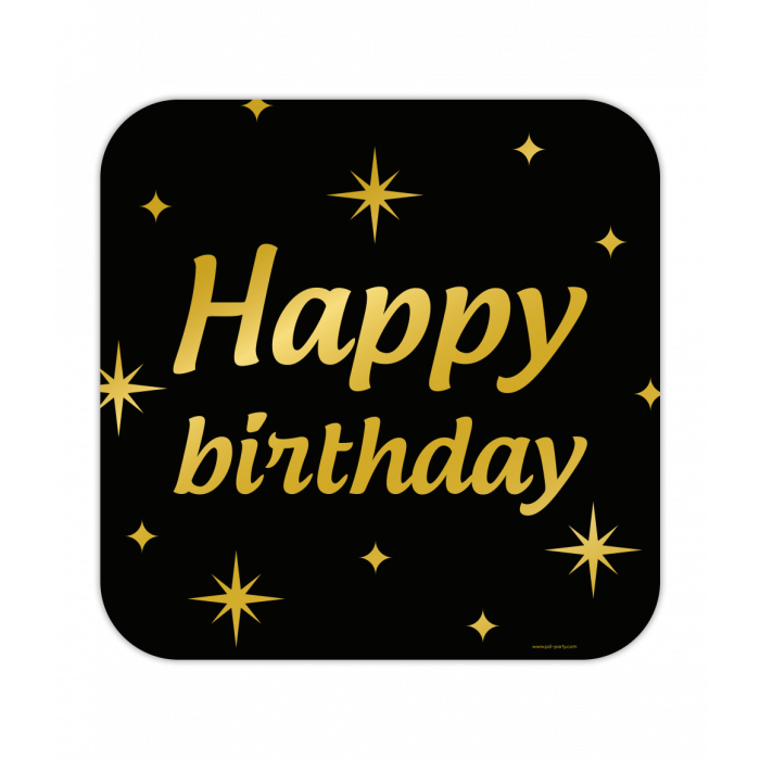 Huldeschild Zwart/Goud - Happy Birthday
