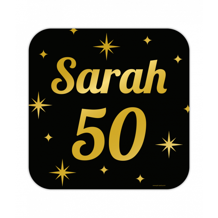 Huldeschild Zwart/Goud - 50 Jaar Sarah