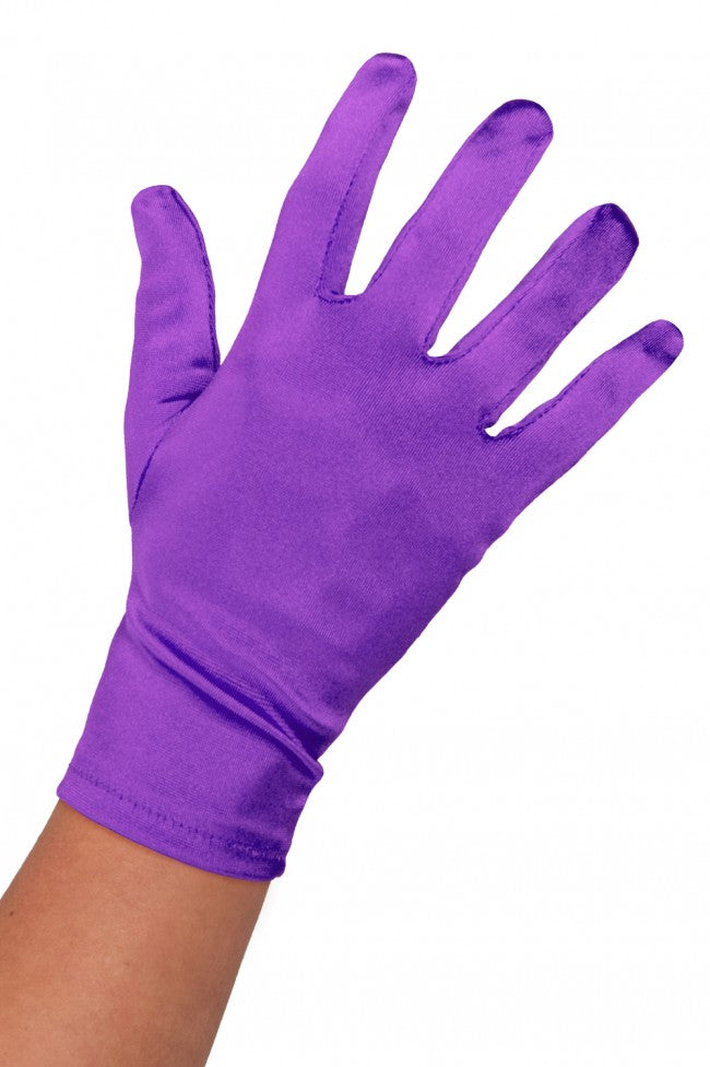 Handschoen satijn 20 cm paars