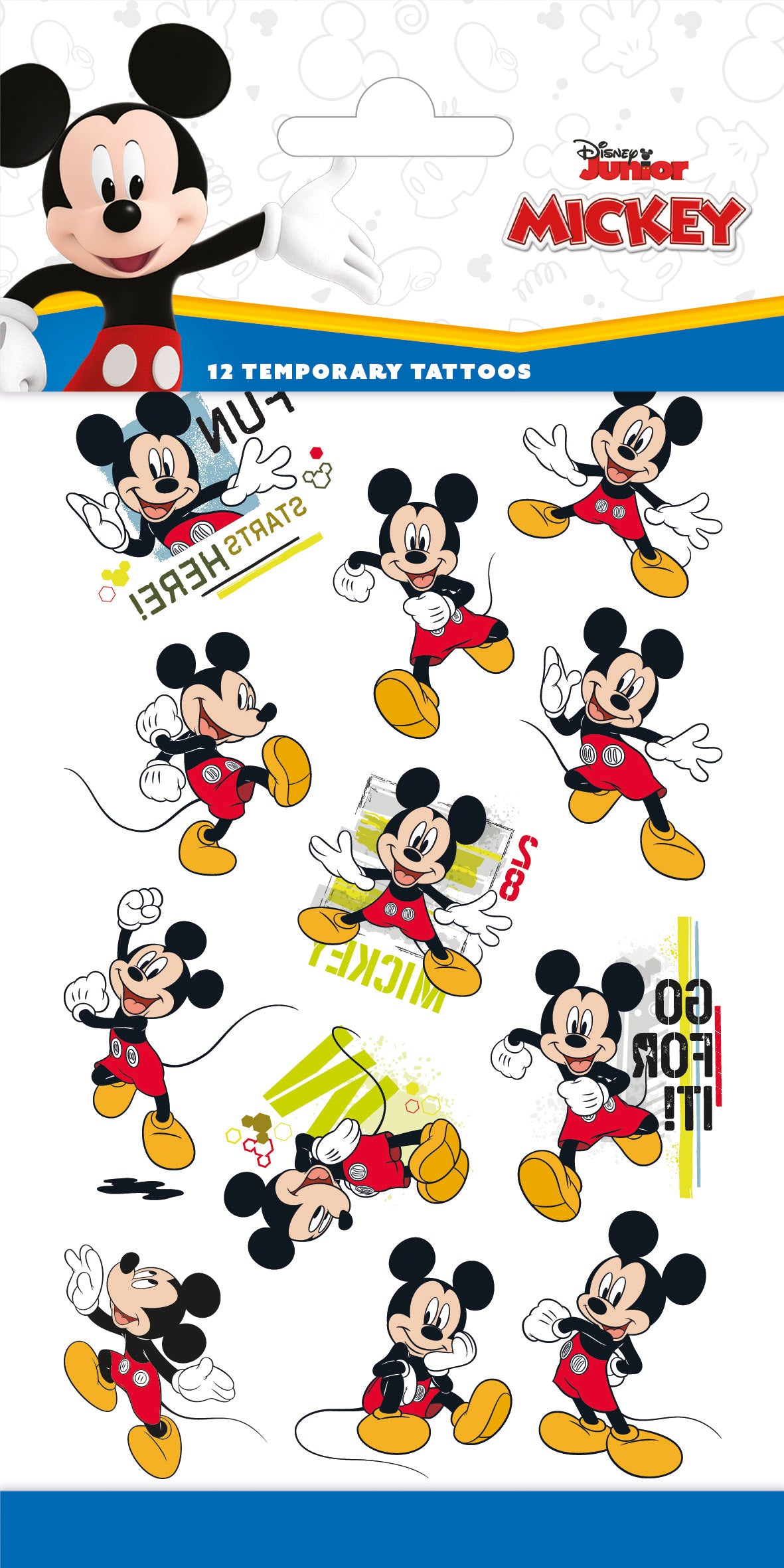 12x Plak Tattoos Disney Mickey Mouse