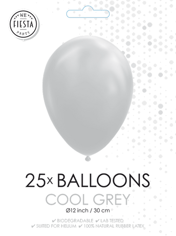 25 Ballonnen 12″ Cool Grijs
