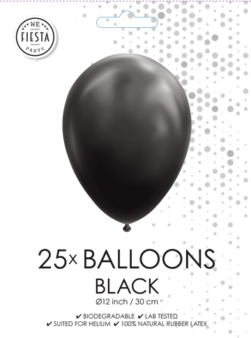 25 Ballonnen 12″ Zwart