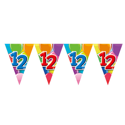 Gekleurde Vlaggenlijn 12 Jaar – 10 Meter (Dubbelzijdig Bedrukt)