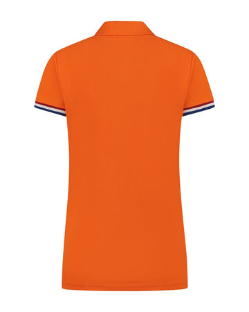 Oranje Dames Polo met Rood / Wit / Blauw Vlag