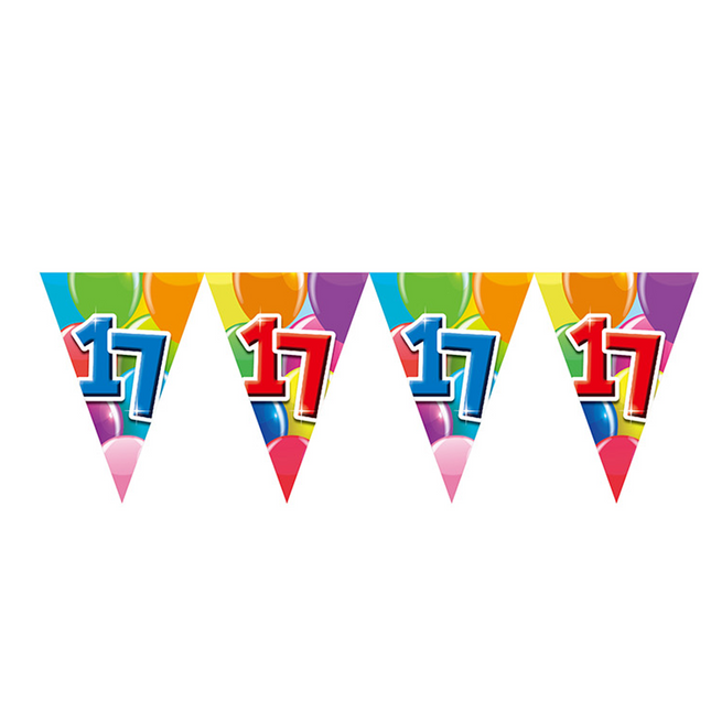 Gekleurde Vlaggenlijn 17 Jaar – 10 Meter (Dubbelzijdig Bedrukt)
