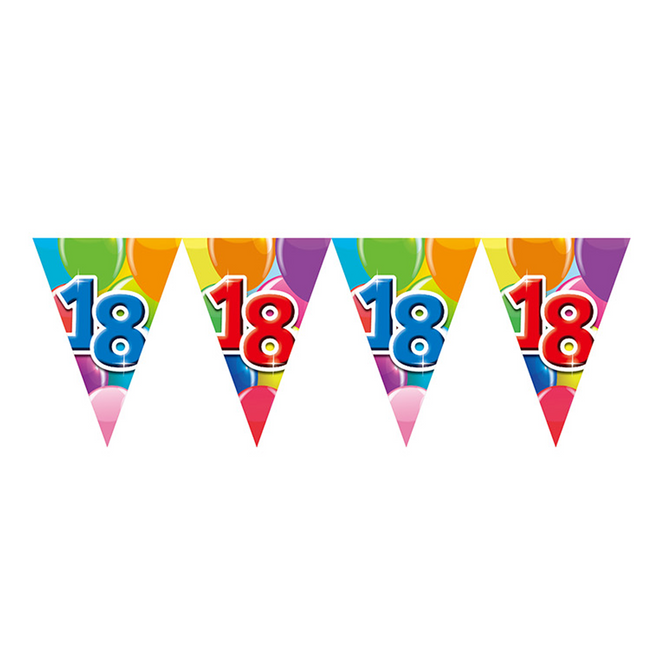 Gekleurde Vlaggenlijn 18 Jaar – 10 Meter (Dubbelzijdig Bedrukt)