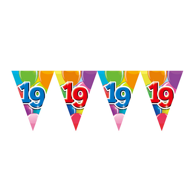 Gekleurde Vlaggenlijn 19 Jaar – 10 Meter (Dubbelzijdig Bedrukt)