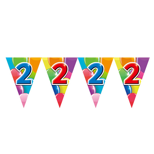Vlaggenlijn 10m 2-Zijdig bedrukt ‘2’