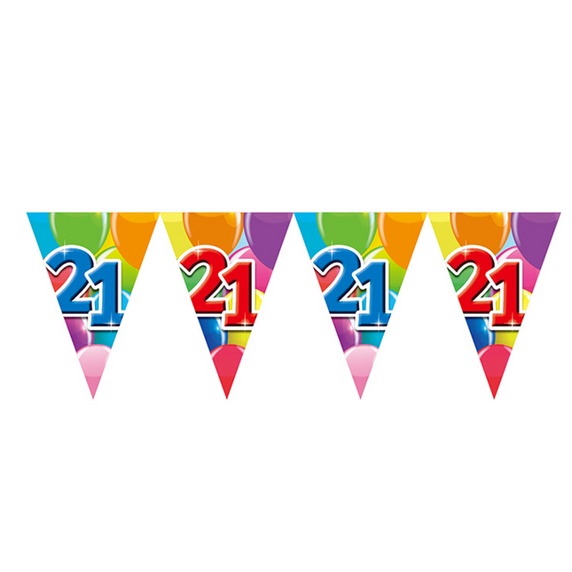 Gekleurde Vlaggenlijn 21 Jaar – 10 Meter (Dubbelzijdig Bedrukt)