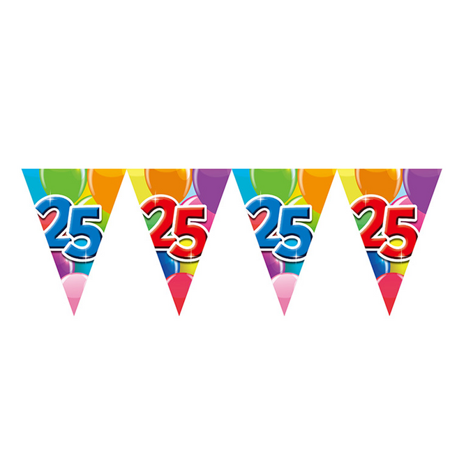 Gekleurde Vlaggenlijn 25 Jaar – 10 Meter (Dubbelzijdig Bedrukt)