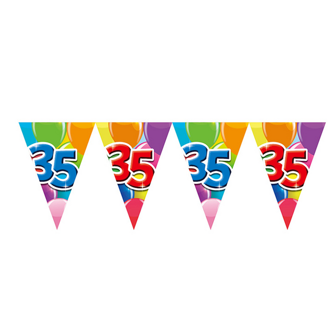 Gekleurde Vlaggenlijn 35 Jaar – 10 Meter (Dubbelzijdig Bedrukt)