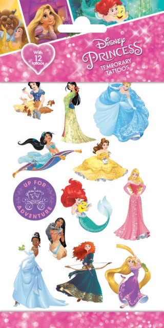 12x Plak Tattoos Disney Prinses