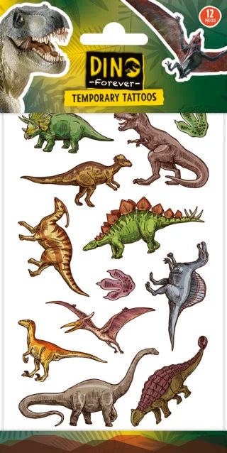 12x Plak Tattoos Dinosaurussen