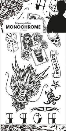 12x Plak Tattoos Monochrome Hope