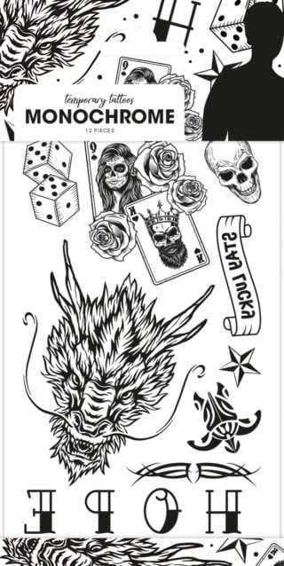 12x Plak Tattoos Monochrome Hope
