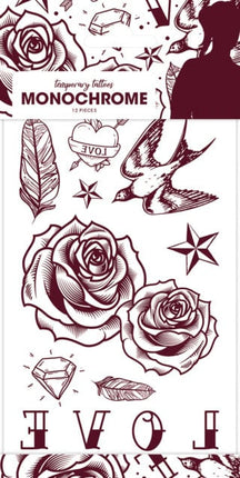 12x Plak Tattoos Monochrome Love