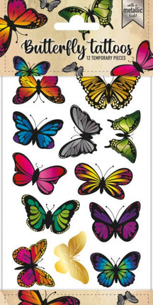 12x Plak Tattoos Metallic Vlinders