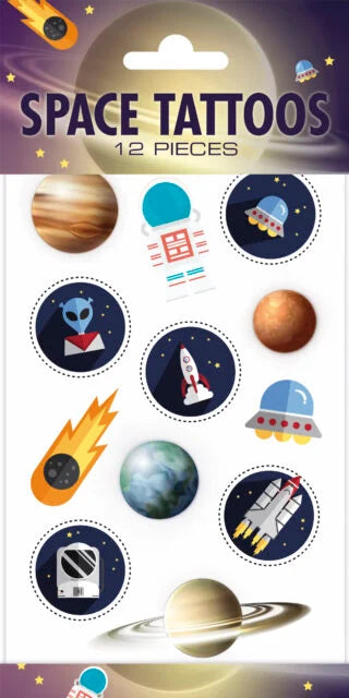 12x Plak Tattoos Space / Ruimte