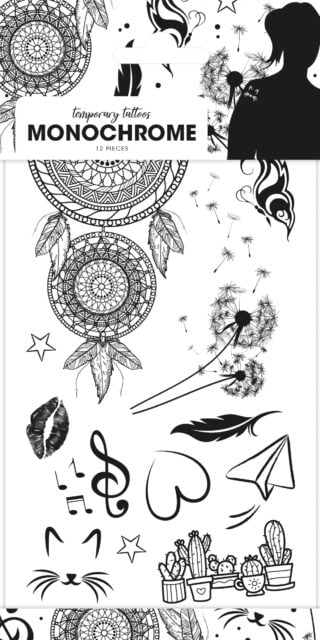 12x Plak Tattoos Monochrome lll