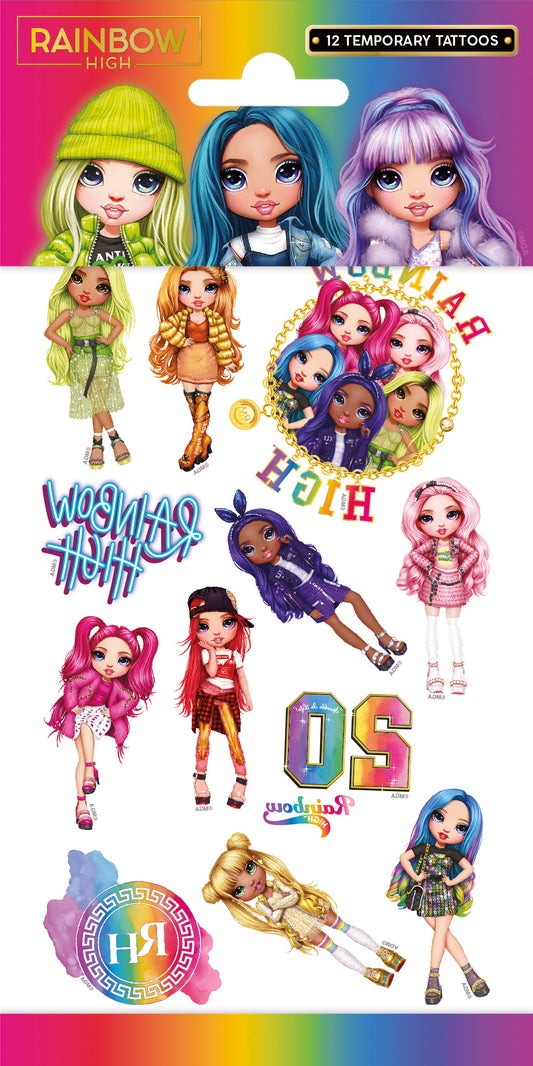12x Plak Tattoos Rainbow High
