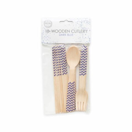 18 Delig Houten Bestek set FSC - Donker blauw