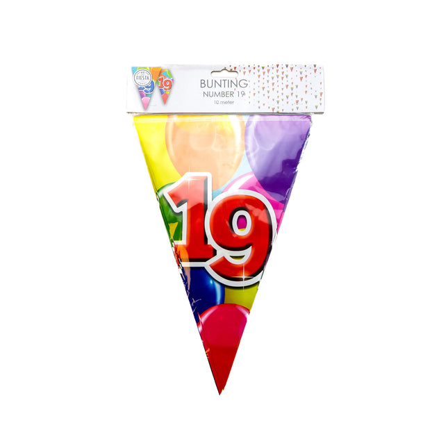 Gekleurde Vlaggenlijn 19 Jaar – 10 Meter (Dubbelzijdig Bedrukt)