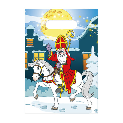 8x Sinterklaas Uitdeelzakjes 16x23cm - PE Cadeauzakjes