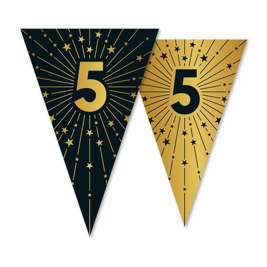 Vlaggenlijn goud / zwart 5 jaar - Golden Celebrations