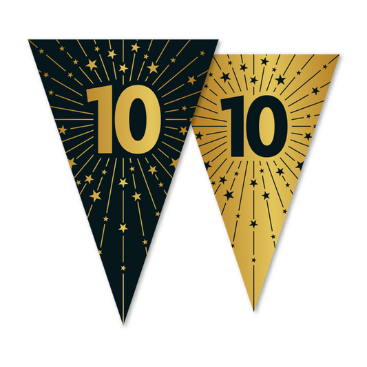 Vlaggenlijn goud / zwart 10 jaar - Golden Celebrations