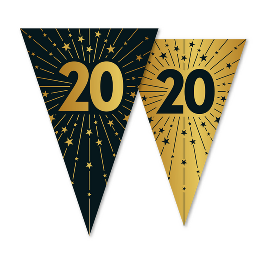 Vlaggenlijn goud / zwart 20 jaar - Golden Celebrations
