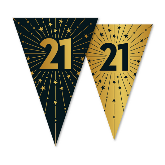 Vlaggenlijn goud / zwart 21 jaar - Golden Celebrations