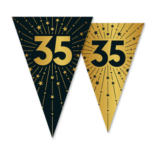 Vlaggenlijn goud / zwart 35 jaar - Golden Celebrations