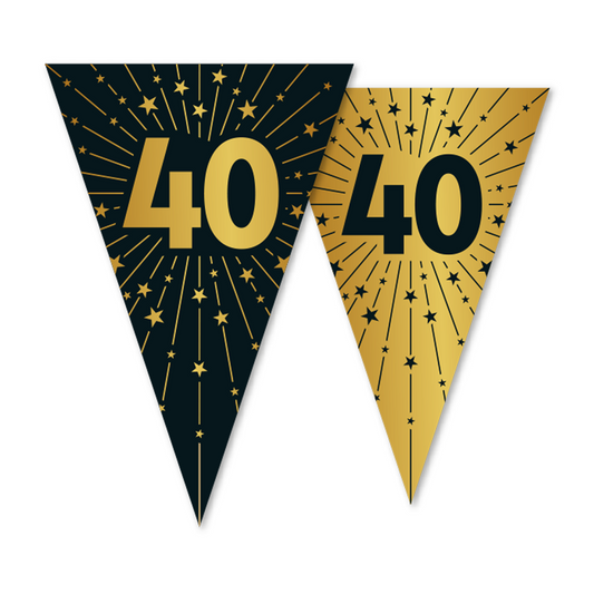 Vlaggenlijn goud / zwart 40 jaar - Golden Celebrations