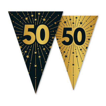 Vlaggenlijn goud / zwart 50 jaar - Golden Celebrations